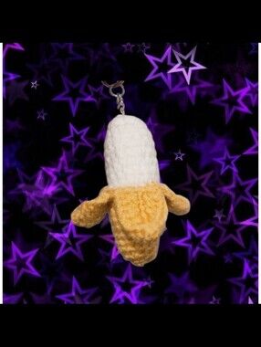 4PC  Plush Banana Keychain - Yellow & White Accessory